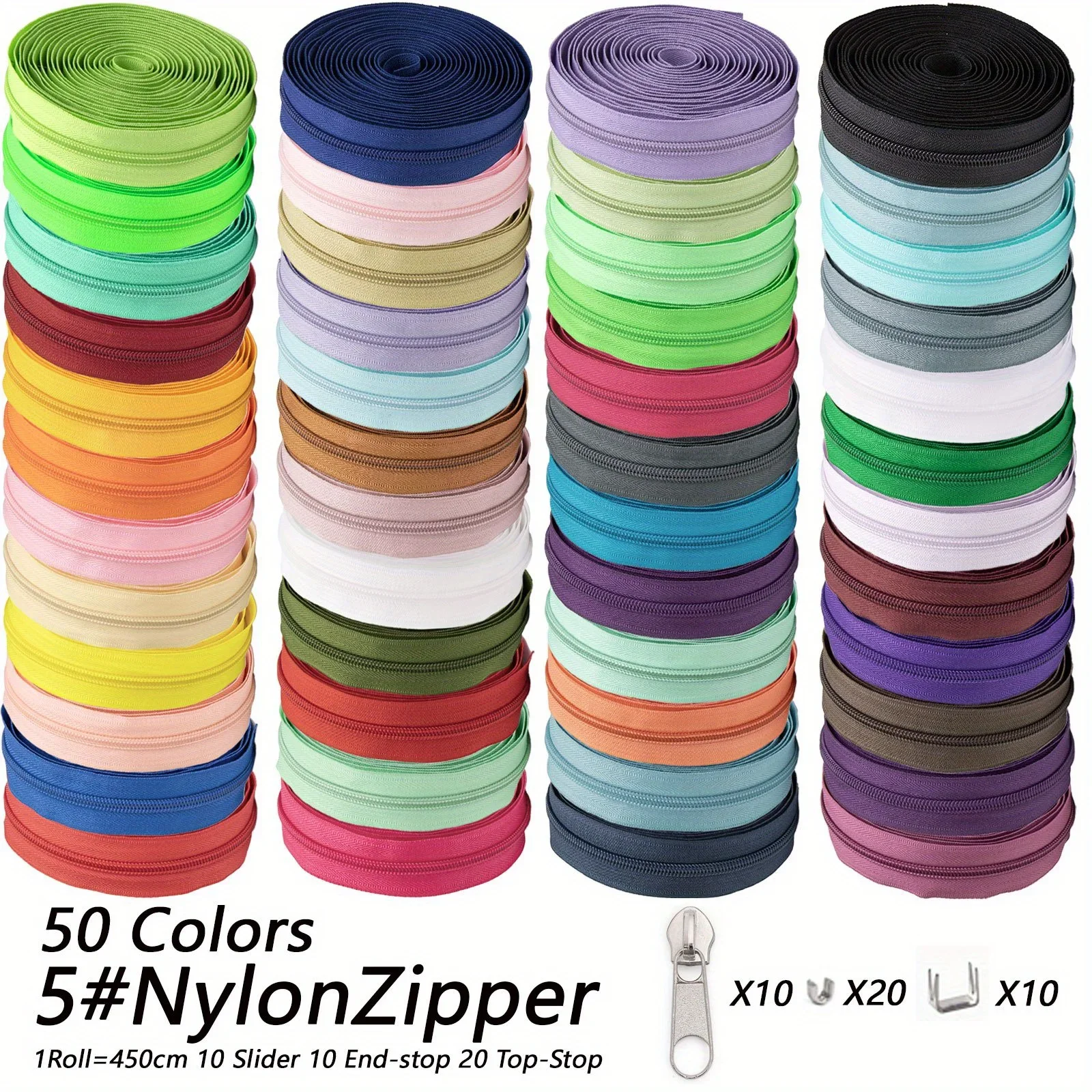 1SET, 50 colors can be selected, 5 #nylon zipper. Suitable for DIY such as clothing, bags, home textiles, etc.