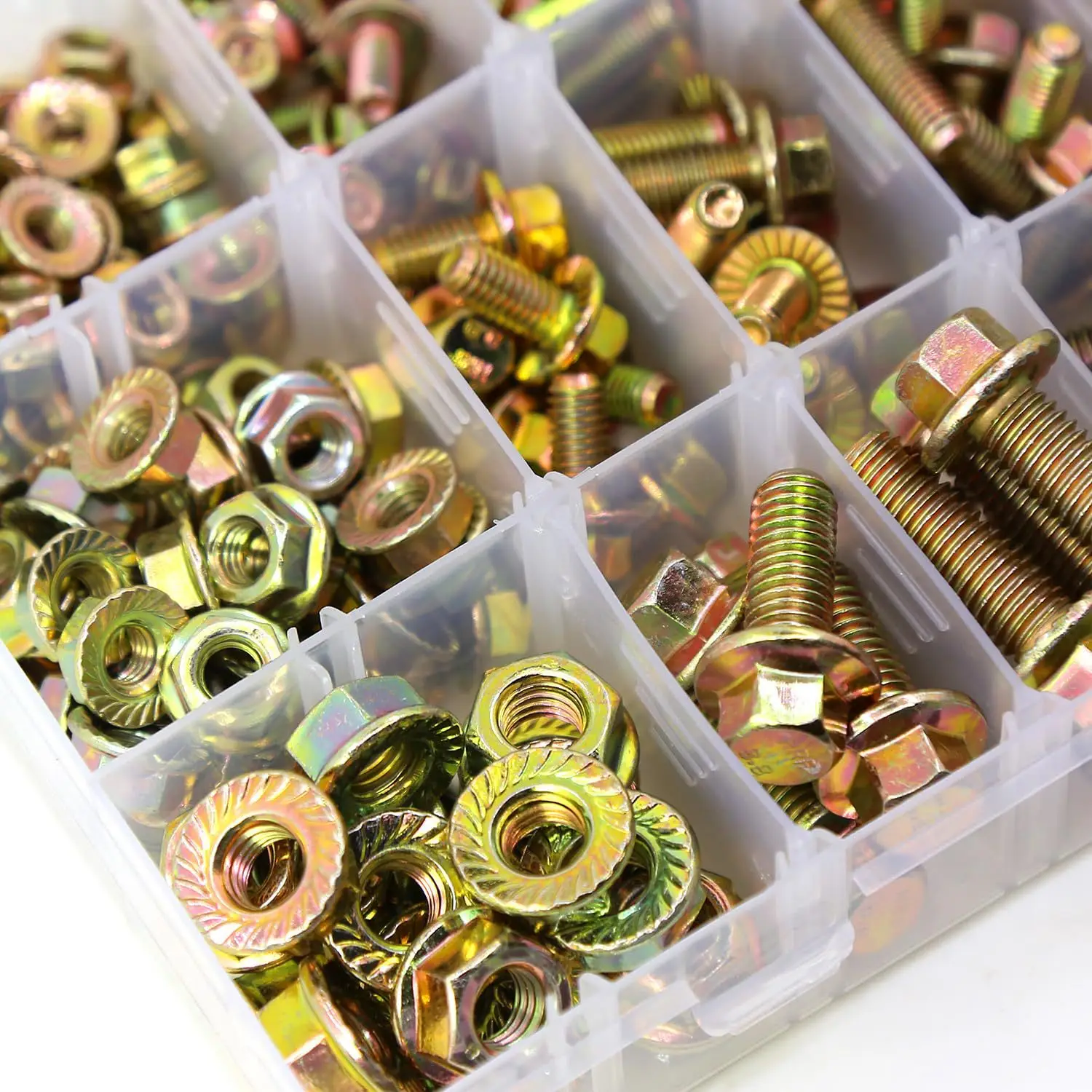 240 قطعة 8.8 درجة الكربون الصلب اللون الزنك شفة الترباس M5 M6 M8 الجوز محاصر مجموعة ، مناسبة لمشاريع DIY ، إصلاح المنزل ، #4