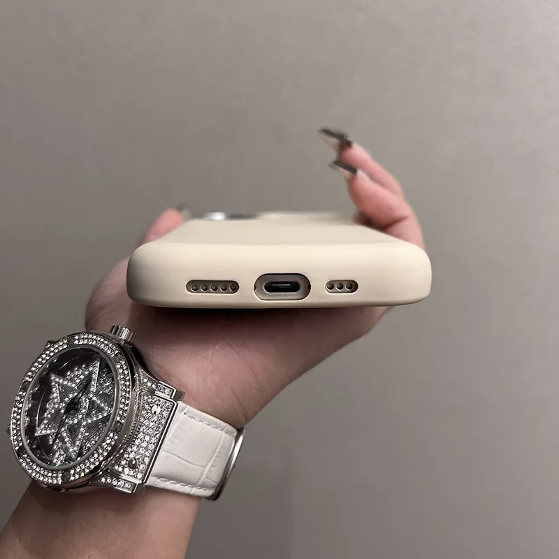 HOCE Leather Texture Phone Case For iPhone 16 Pro Max 15 Pro 14 13 12 Solid Color Frosted Thickened Non-slip Silicone Back Cover