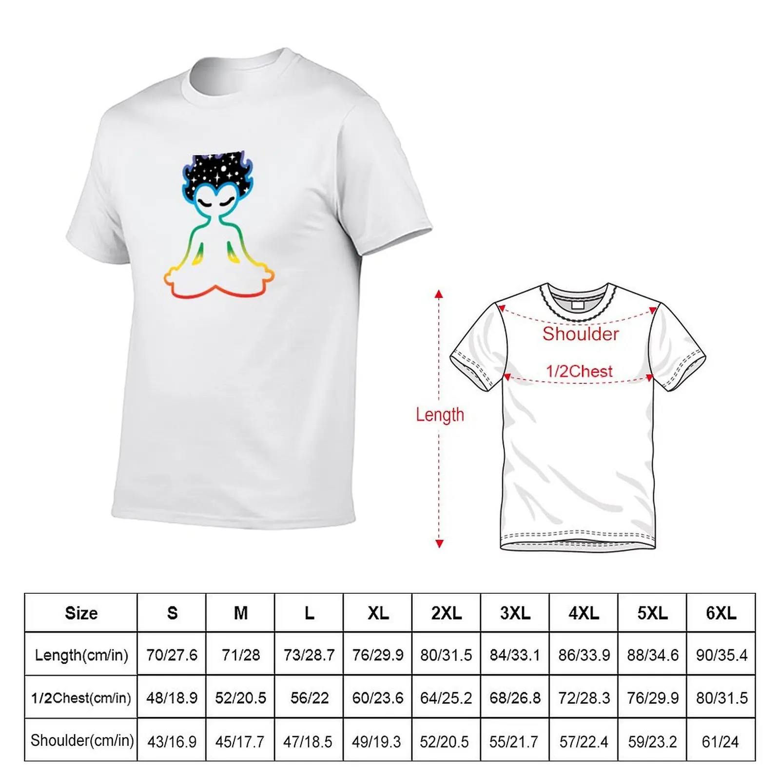 Meditating Girl with Galaxy Hair - Cosmic Serenity Art T-Shirt Casual Streetwear Short Sleeve Tee
