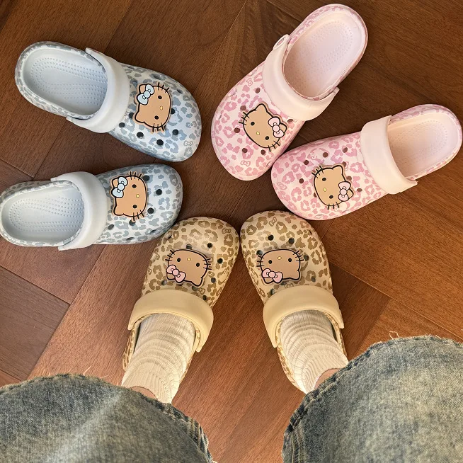 Leopard Print Cartoon Summer Cool Slippers Trendy Cute Closed Toe Breathable Anti Slip Wearable Outdoor Practical Beach Slippers view 4
