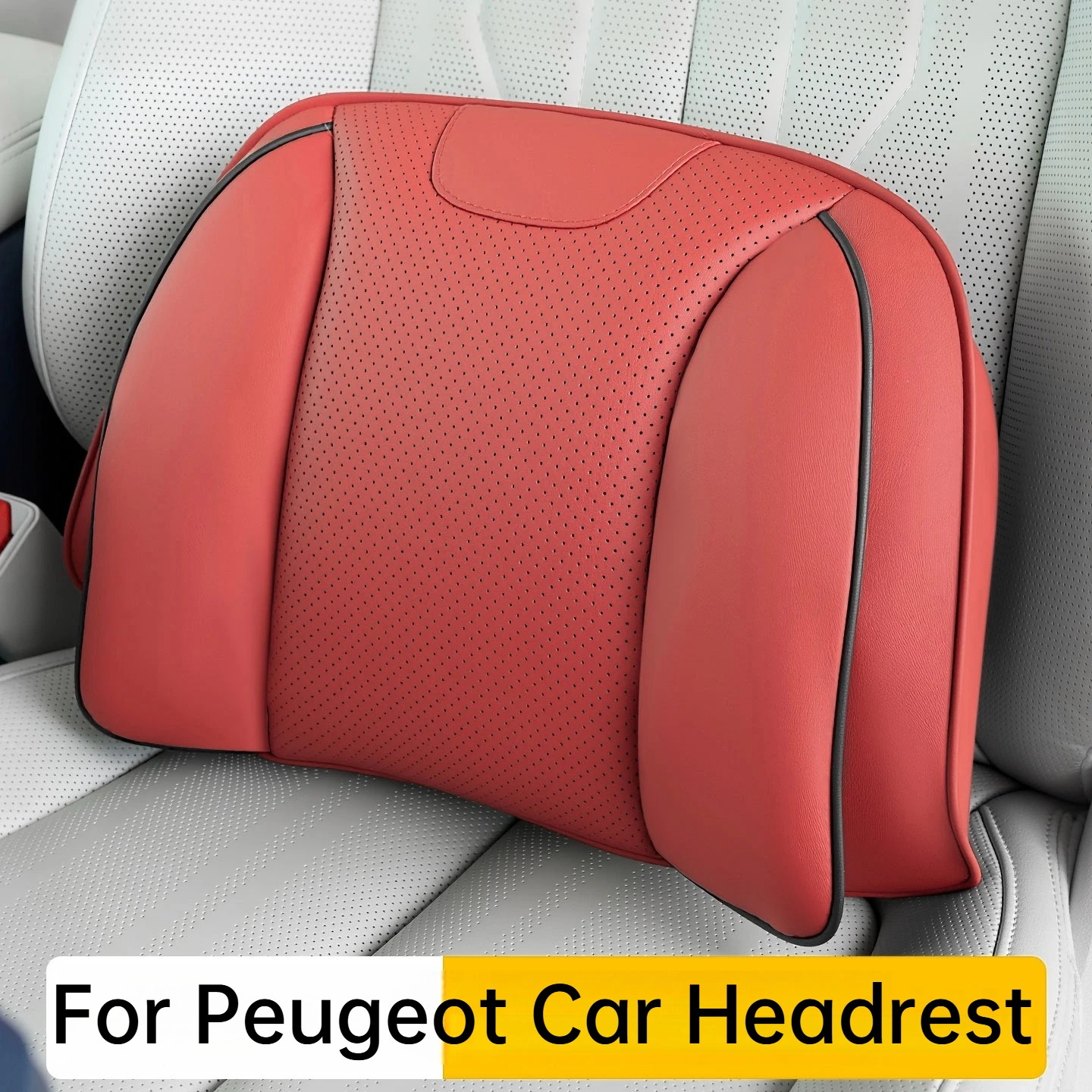 Leather Car Headrest Lumbar Cushion For Peugeot 208 308 408 2008 3008 5008 E‑3008 508 SW Traveller Soft Neck Pillows Accessories