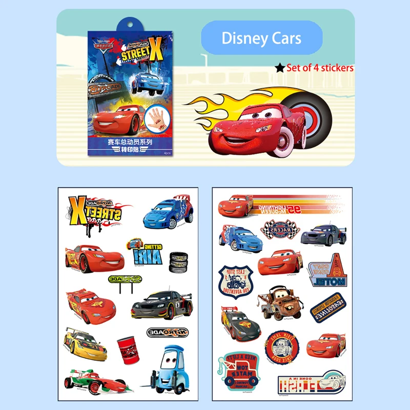 Disney Cars Toys Kids Temporary Tattoo Stickers Lightning Mcqueen Body Art Waterproof Boxed Transfer Printing Stickers