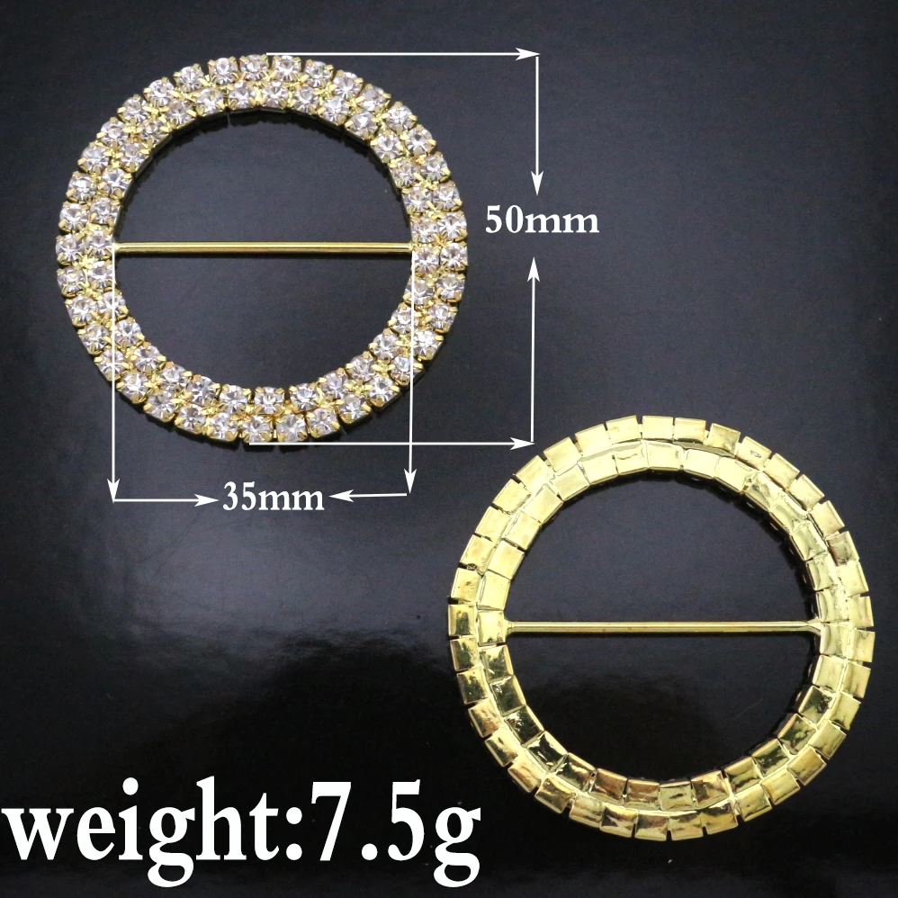 10pc 50MM Round Stunning Clear Rhinestone Metal Buckles brass Buckle Invitation card Decoration Belts /Bags/Wedding Decoration