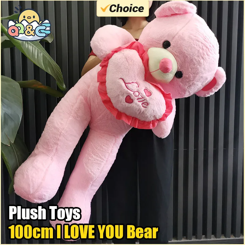 

100cm Big I LOVE YOU Bear Plush Toy Lovely Huge Stuffed Soft Bear Doll Lover Bear Kids Toy Valentine's Gift For Girlfriend