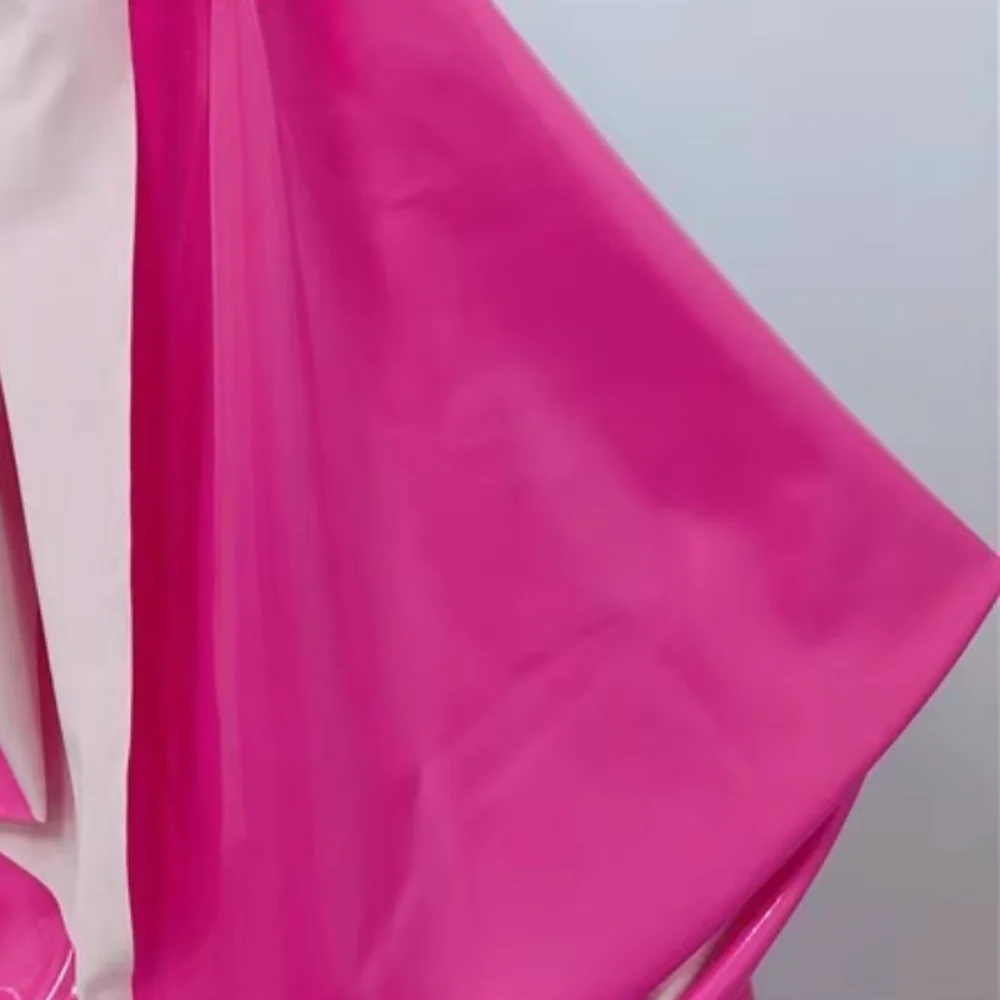 

Knitted High Elastic PU Bright Leather Fabric For Rose Red Fashion Apaprel Cloth Diy Sewing By The Meter Material