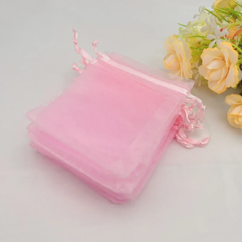 

Drawstring Organza Bag, Light Pink Gift Bag, Wedding Packaging, Jewelry Storage Bags, Mesh Gift Bag, Sachet Pouch, 100PCs