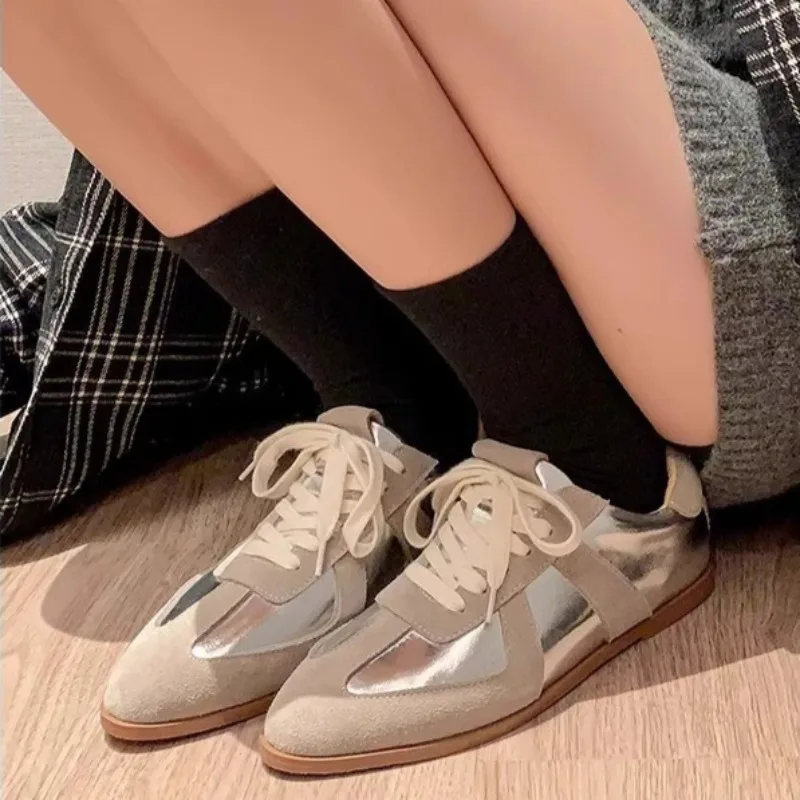 Retro Casual Pointed Toe Colorblock Flat Shoes 2026 Summer New Women's Trend Comfortable Sports Single Shoes