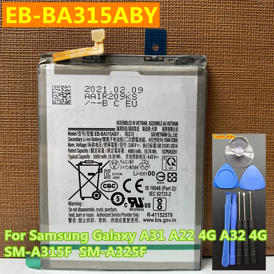 New 5000mAh Replacement Battery EB-BA315ABY For Samsung Galaxy A22 4G / A31 SM-A315F / A32 4g SM-A325F A32 Mobile Phone