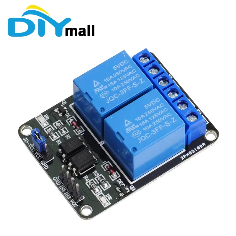 5v-2チャンネルリレーモジュール（オプトカプラ絶縁付き）arduino、esp32、raspberry-pi、plc、diyプロジェクト対応
