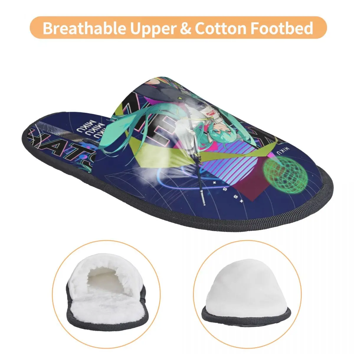 Winter Thuis Katoenen Slippers Hatsune Miku Zanger Muziek Anime Merch Huishoudelijke Bont Slippers Slides Slaapkamer Zachte Antislip Slides