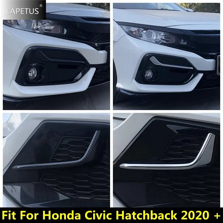 

Front Rear Fog Lights Lamps Eyebrow Strip Cover Trim For Honda Civic Hatchback 2020 2021 Chrome / Carbon Fiber Car Accessories