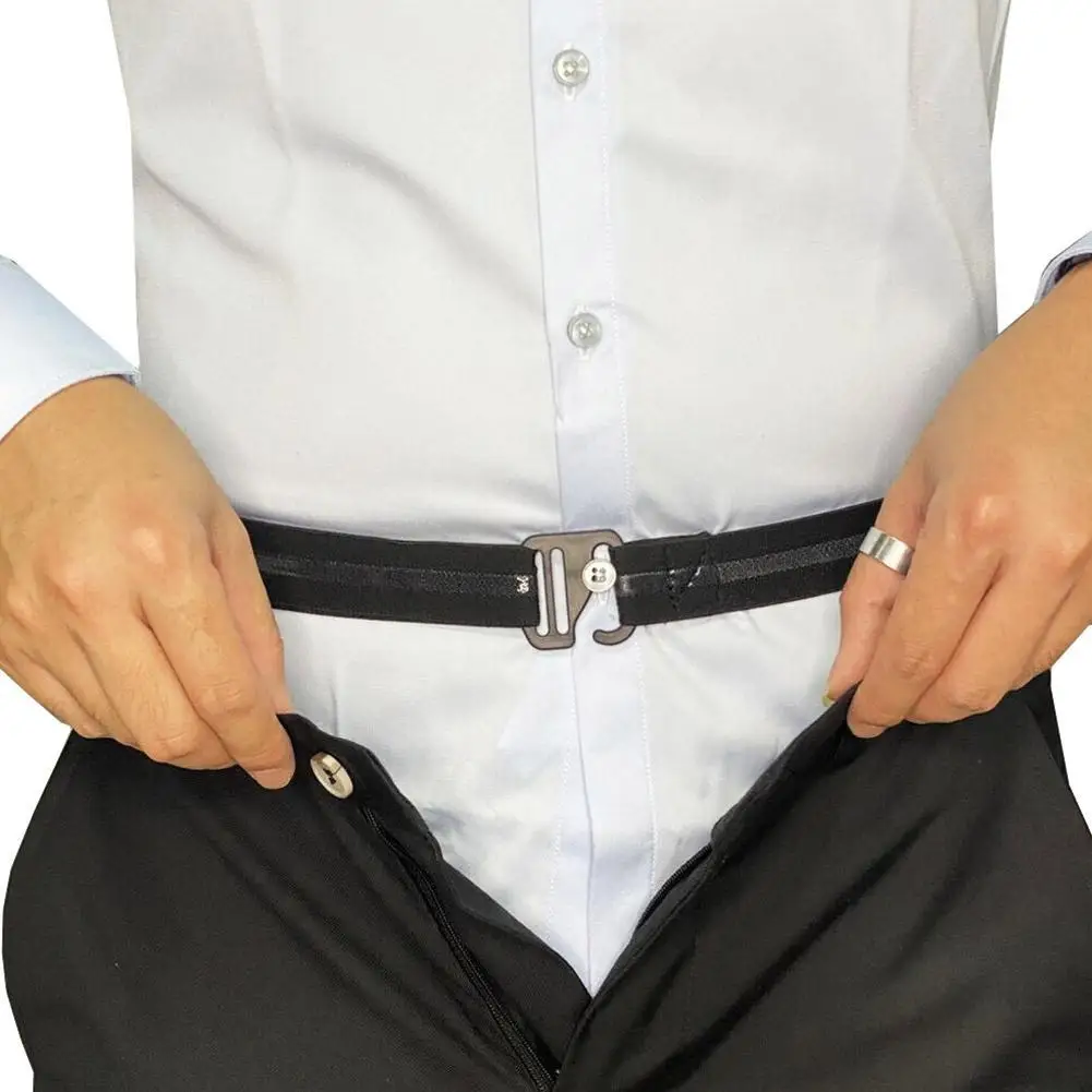 Ceinture de maintien pour chemise pour hommes et femmes, Imitation Nylon noir, ceinture élastique antidérapante, sangles réglables, Anti-rides pour les affaires