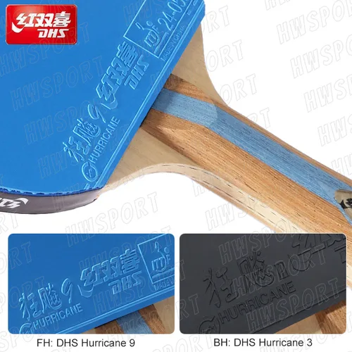 Imagen 2 del producto DHS-raqueta de tenis de mesa de Color 6 estrellas, pala de Ping Pong de 7 estrellas, raqueta de paleta de murciélago Hurricane 9, goma de frente pegajosa Hurricane 3, Backhand