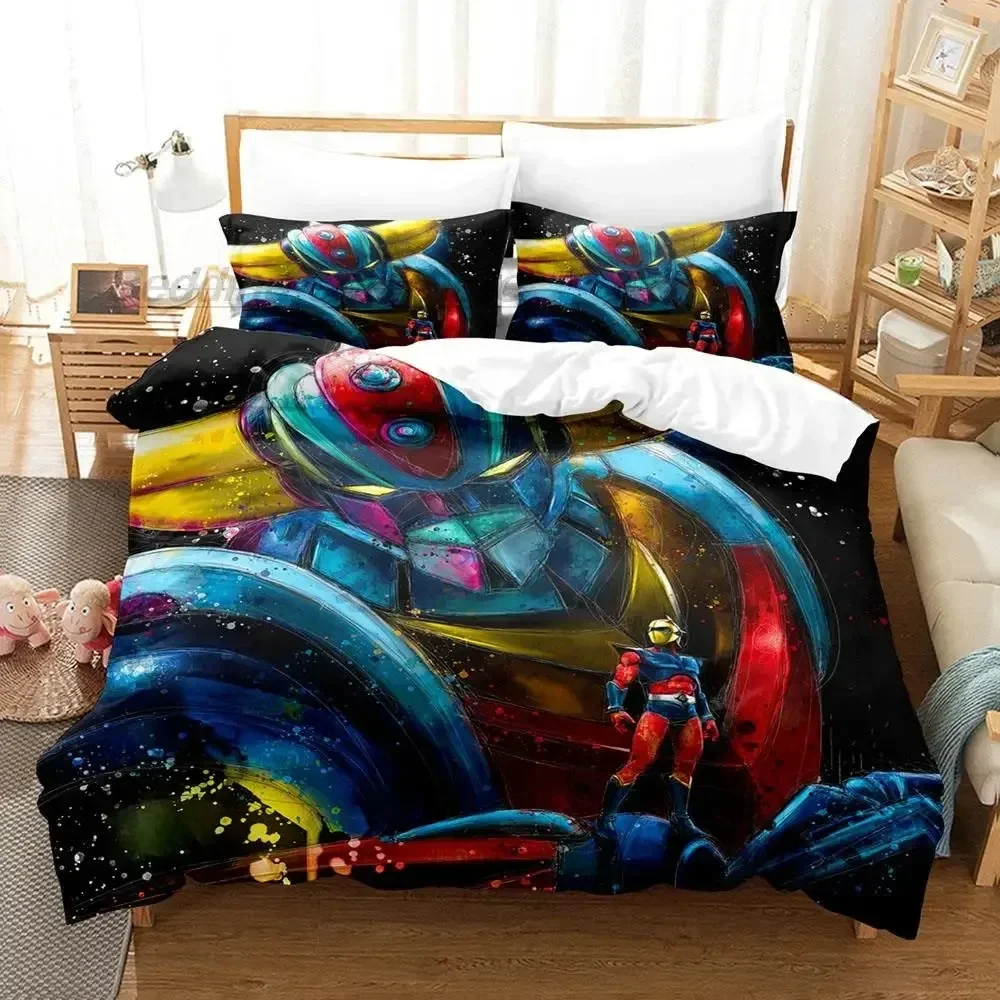 

Mechanical Goldorak Bedding Set Single Twin Full Queen King Size Bed Set Aldult Kid Bedroom Duvetcover Sets Cartoon Anime Bed