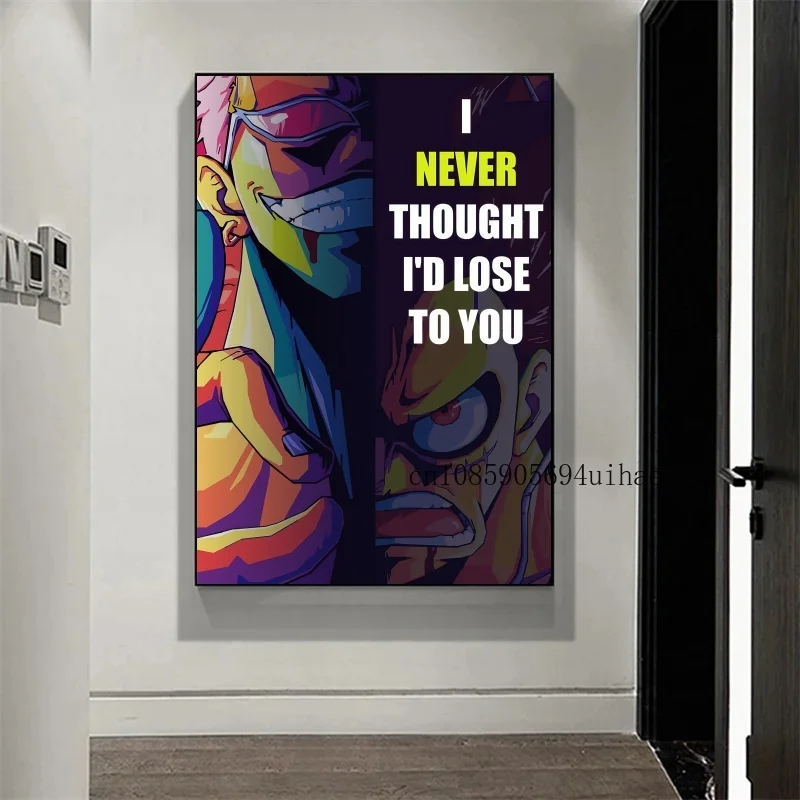 Japan Klassieke Anime Een Stuk Ingelijste Canvas Print Poster voor Living Home Home Decor Cartoon Wall Art Esthetische Room Decor Gift