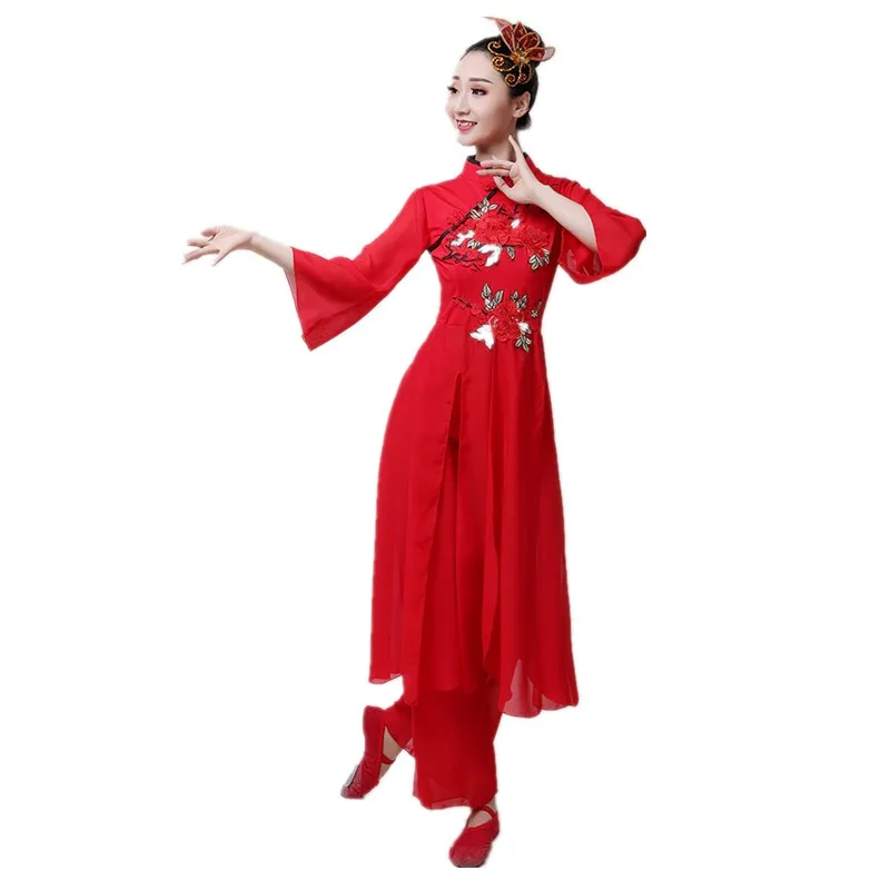 Women's Yangko dance costume Female umbrella dance fan dance costume Folk dance Yangko performance costume