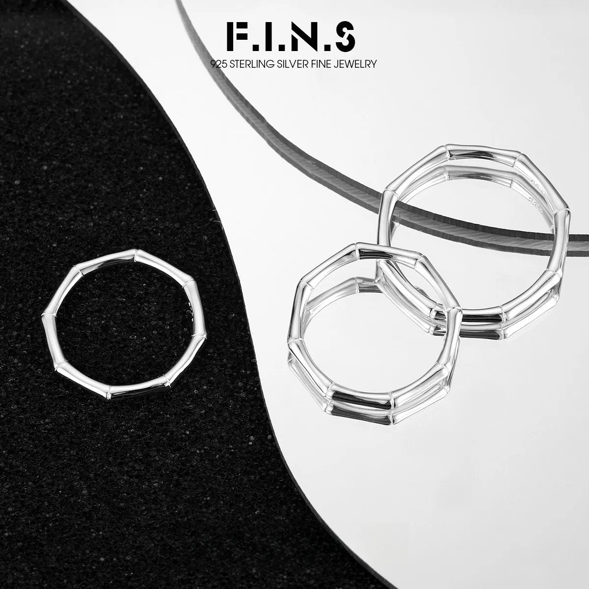 

F.I.N.S Classic Bamboo S925 Sterling Silver Ring For Women Minimalist Design Smooth Plain Stackable Finger Fine Jewelry Gifts
