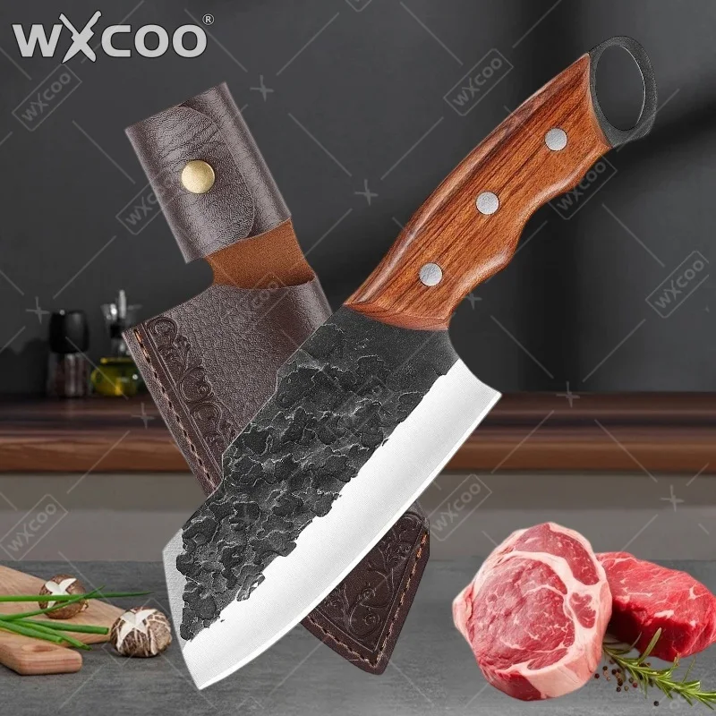 

WXCOO кухонный нож для обвалки из нержавеющей стали, бытовой кованый нож для приготовления пищи, нож ручной работы для мяса, ножи для нарезки фруктов и овощей