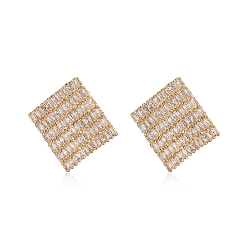 GANPUP Funkelnde Quadratische Vollzirkonia-Ohrstecker für Damen, Modischer Neuer Trendiger Ohrschmuck, Geschenk für Party, Damenohrringe – Detail 5