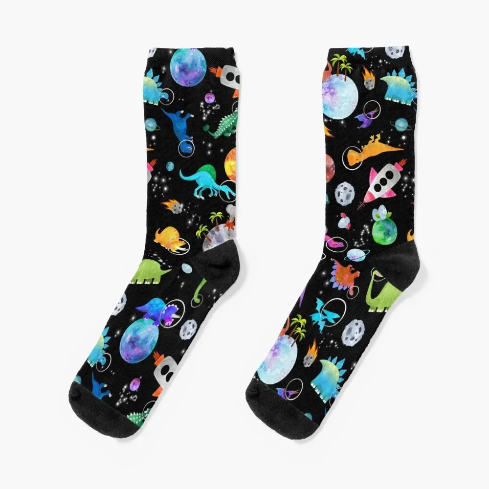 Dinosaur Astronauts In Outer Space Socks short Run bright garter ankle Socks Women Men's