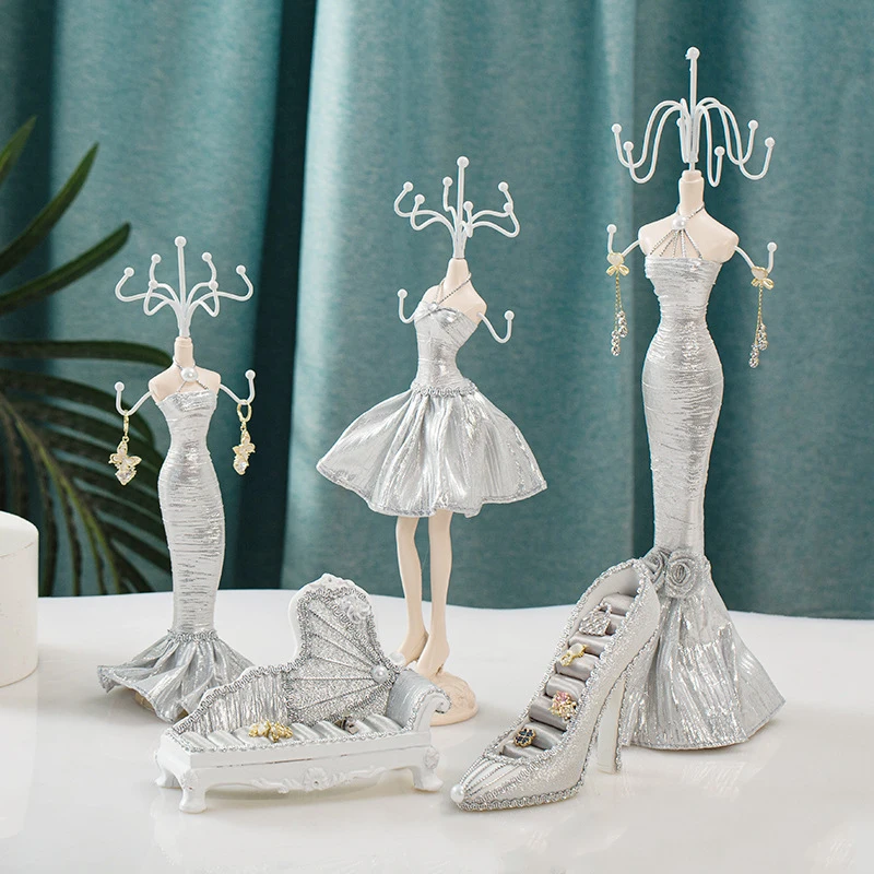 

Серебряная уникальная полка для демонстрации ювелирных изделий, модель принцессы с прочными серьгами-органайзерами в виде русалки для дома и магазина, стола