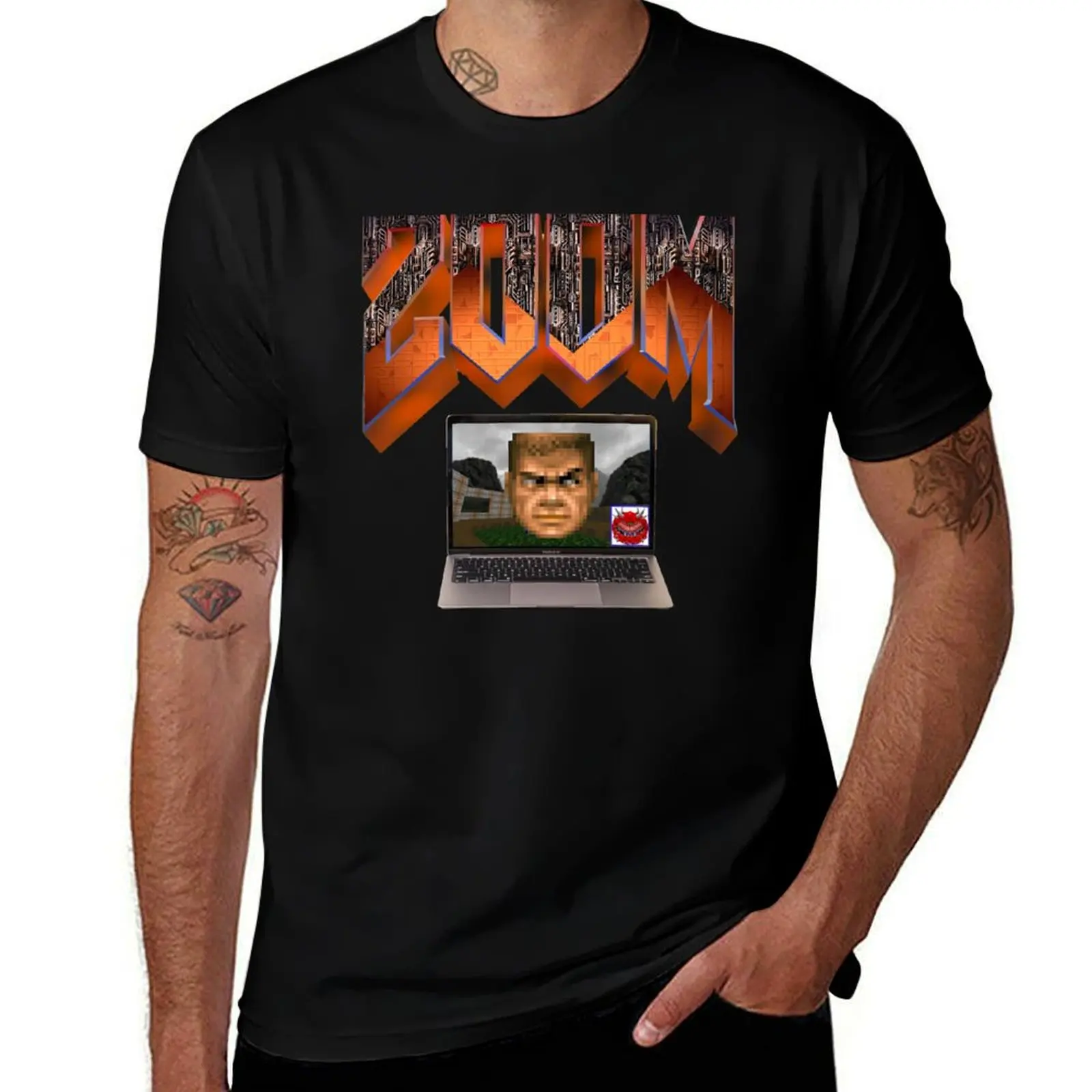 Zoom doomguy shirt T-Shirt cotton graphic tees summer top mens graphic t-shirts big and tall