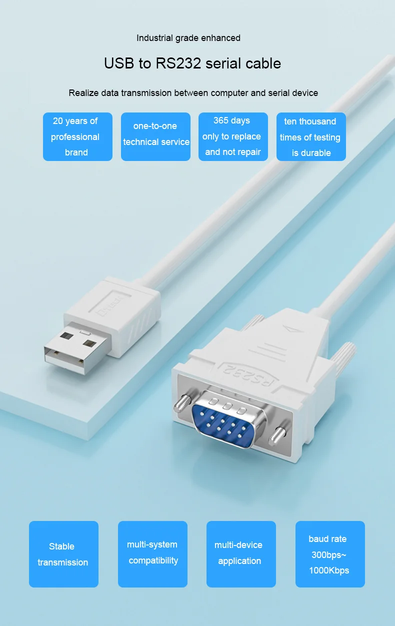 DTECH سعر الجملة USB إلى RS232 محول كابل دعم إشارة RTS، DTR، DCD، RI، DSR، CTS #1