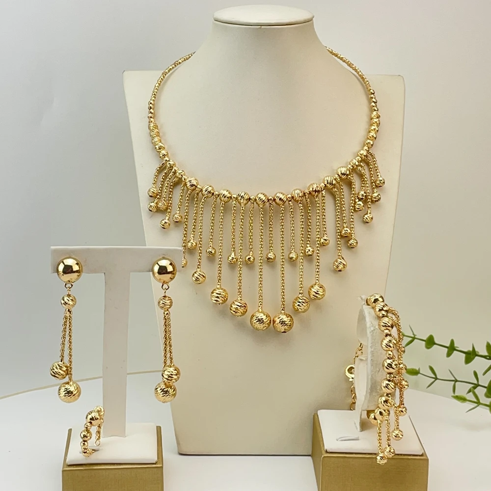 Yuminglai Brazilian Jewelry Sets Gold Plated Jewelry for Women Wedding Party FHK29777