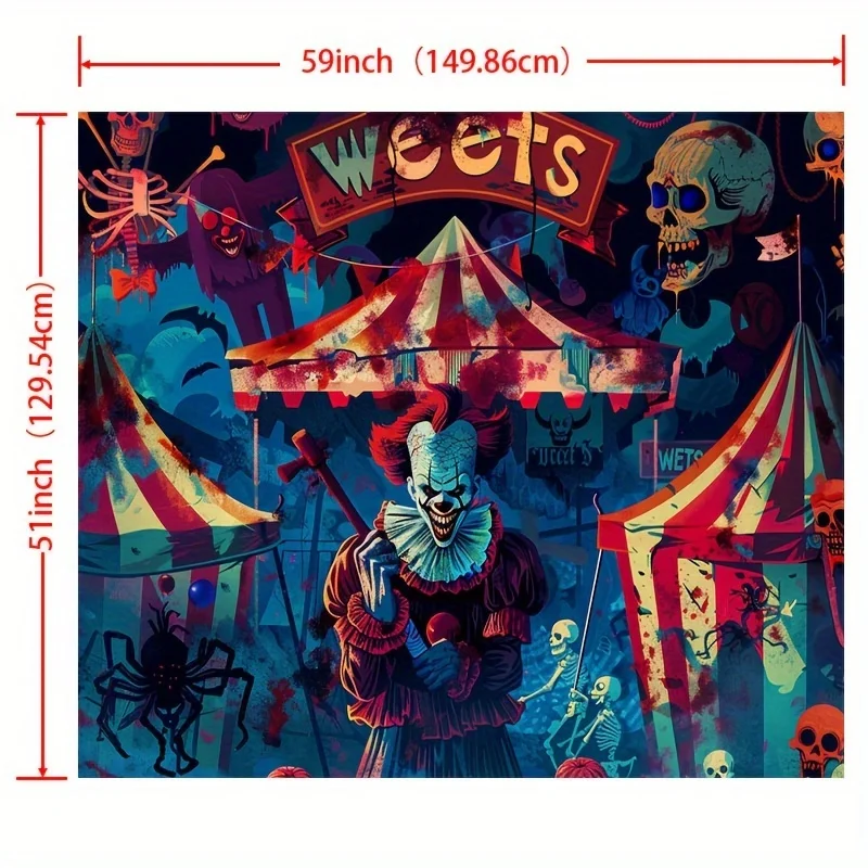 Joker and skull patterns, vibrant circus tent design, perfect for decorating parties and streaming live broadcasts