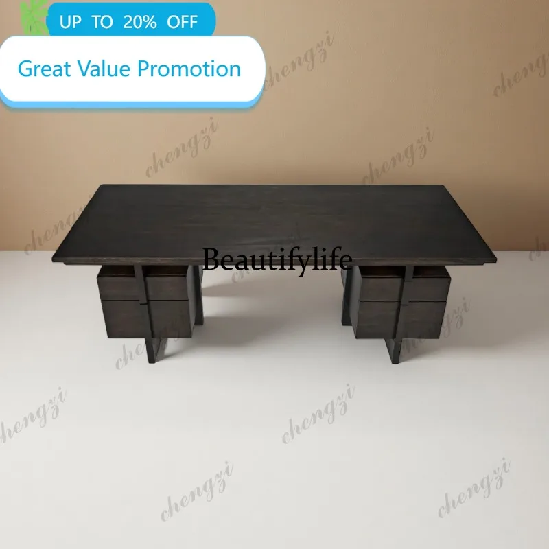 M178 Medieval style solid wood desk French black desk study table high-end workbench
