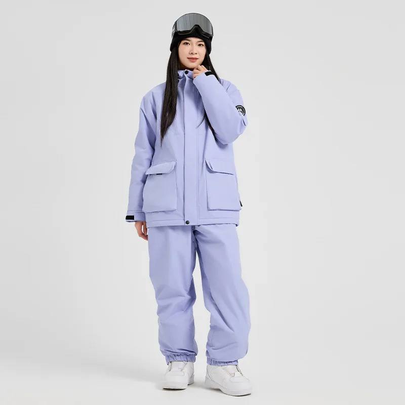 Conjuntos de esquí para hombre y montaña para deportes al aire libre, chaqueta cálida con capucha para invierno, trajes de nieve para mujer, trajes impermeables para motos de nieve alpinas, ropa