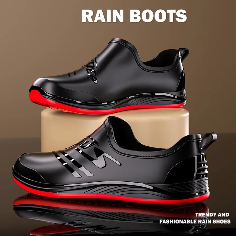 Fashionable Men's Short-tube Rain Boots Non-slip Waterproof Short Tube Rain Boots Indoor Kitchen Work Rain Boots Car Wash Boots