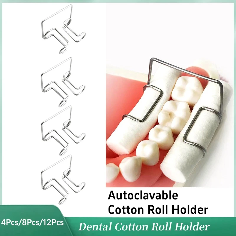 

4/8/12Pcs Dental Cotton Roll Holder Autoclavable Stainless Steel Cotton Roll Clip Holder Dental Lab Isolator Tool Dentist Clinic