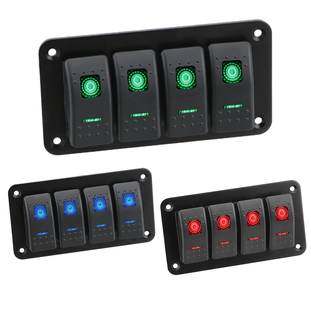 Auto-Schalttafel Ersatzteile LED-Licht Boot Auto-Wippschalter Steuerungsschalttafel für Auto Marine Wohnmobil Wohnwagen 4-fach