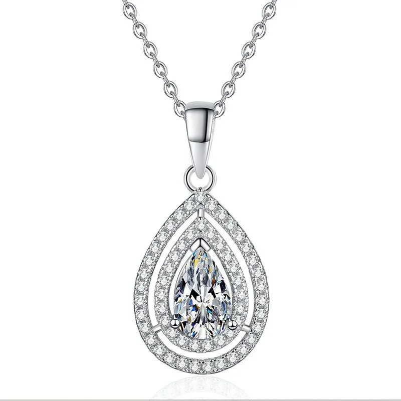 

ZFSILVER модное модное классическое серебро s925 с муассанитом, угловое ожерелье с каплями воды, подвески, женские аксессуары, ювелирные изделия, подарок XL497