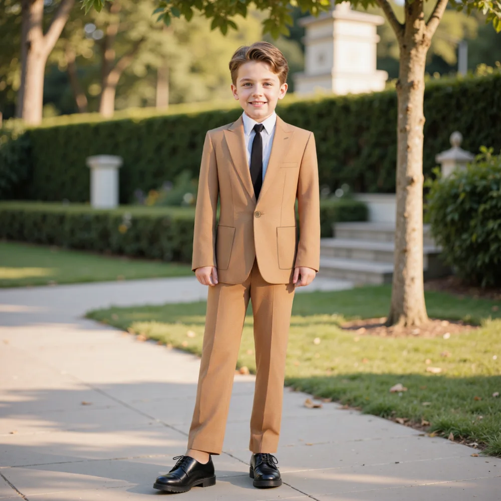 

2 Pieces Boy's Suits Can Customized Linen Little Boy Suits One Button Single Breasted Outfit Wedding Suits （Blazer+Pants）