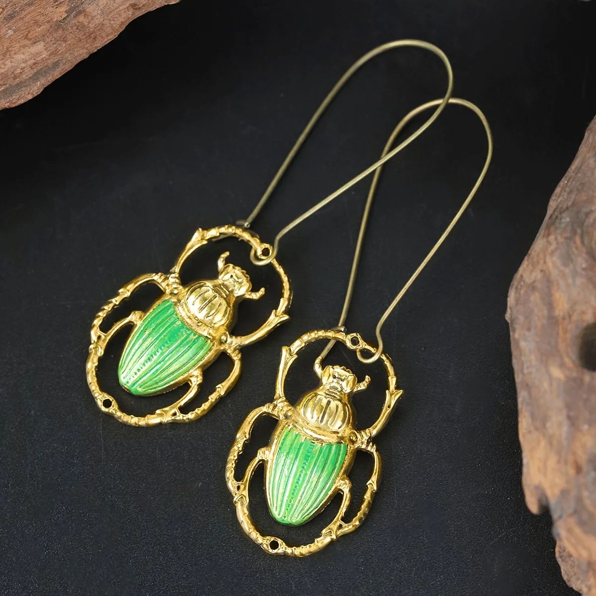 New Creative Retro Beetle Earrings, Hip Hop Style Holiday Alloy Earrings Decoration