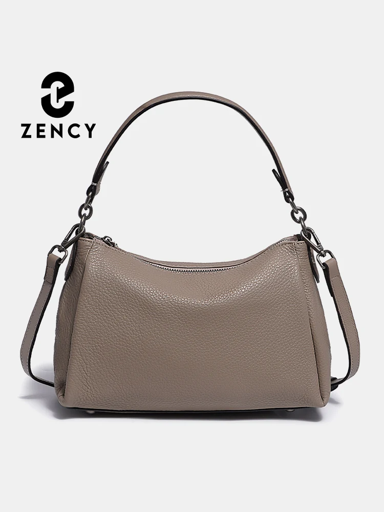 Zency-女性用本革ショルダーバッグ,上質なショルダーバッグ,広々とした,黒,カーキ,ベージュ,2本のストラップ付きクロスオーバー