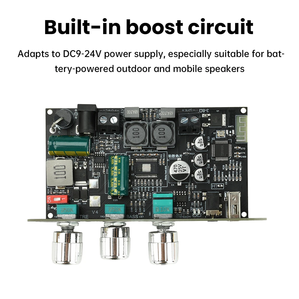 ZK-1001U 100W บลูทูธ 5.3 โมโน TPA3116D2 โมดูลบอร์ดแอมพลิฟายเออร์ รองรับแอป AUX แฟลชไดรฟ์ USB การ์ดเสียง USB DC 9-24V