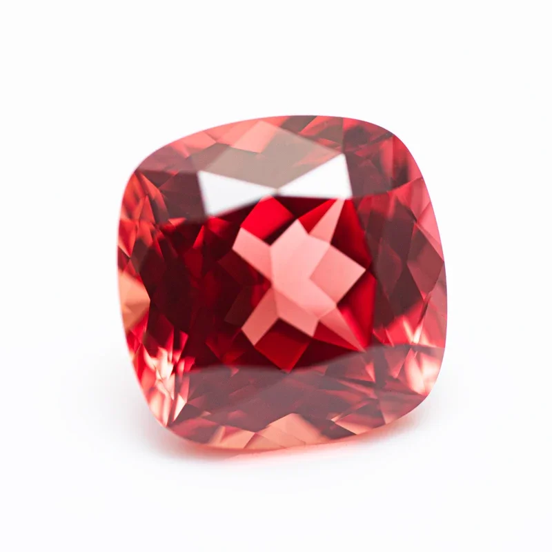 Top Lab Grown Sapphire Sunset Red Color Square Cushion VVS1 Charms Beads Diy Jewelry Making Materials Selectable AGL Certificate