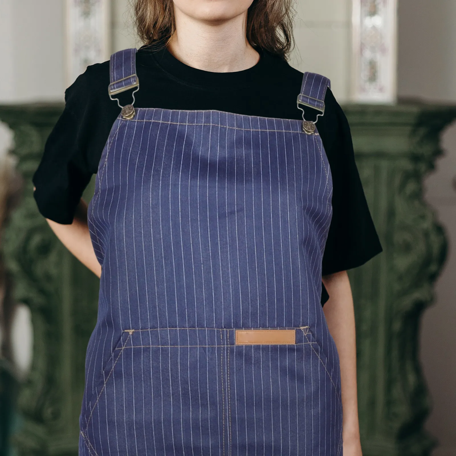 

Unisex Denim Apron for Men and Women Heavy-Duty Chef Kitchen Bbq Grill Bartender Server Salon Hair Stylist Cooking Baking