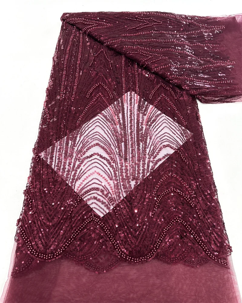 

Pink African Mesh Groom Lace Fabric 2025 High Quality French Sequins Lace Fabric Nigerian Lace Fabric For Wedding Women Dress