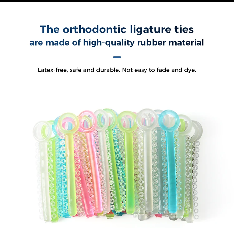 AZDENT Kieferorthopädische Ligaturbinder, leuchtend, 1040 Stück/Packung, zahnärztliche Gummibänder, Gummimaterial, leuchtet im Dunkeln, gemischte Farben – Detail 4
