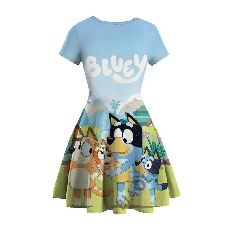 Bluey Dress 3D Printed Summer Girls Dress Children\'s Wear Brui Bingo Dog Printed Princess Dress Gifts