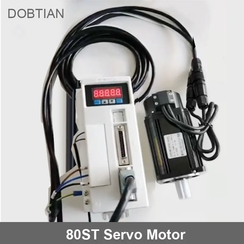 220V AC Servo Motor 80ST-M02430 Single-Phase Permanent Magnet with 2.39N.M Torque 3000RPM 750W Matched Driver for Industrial Use