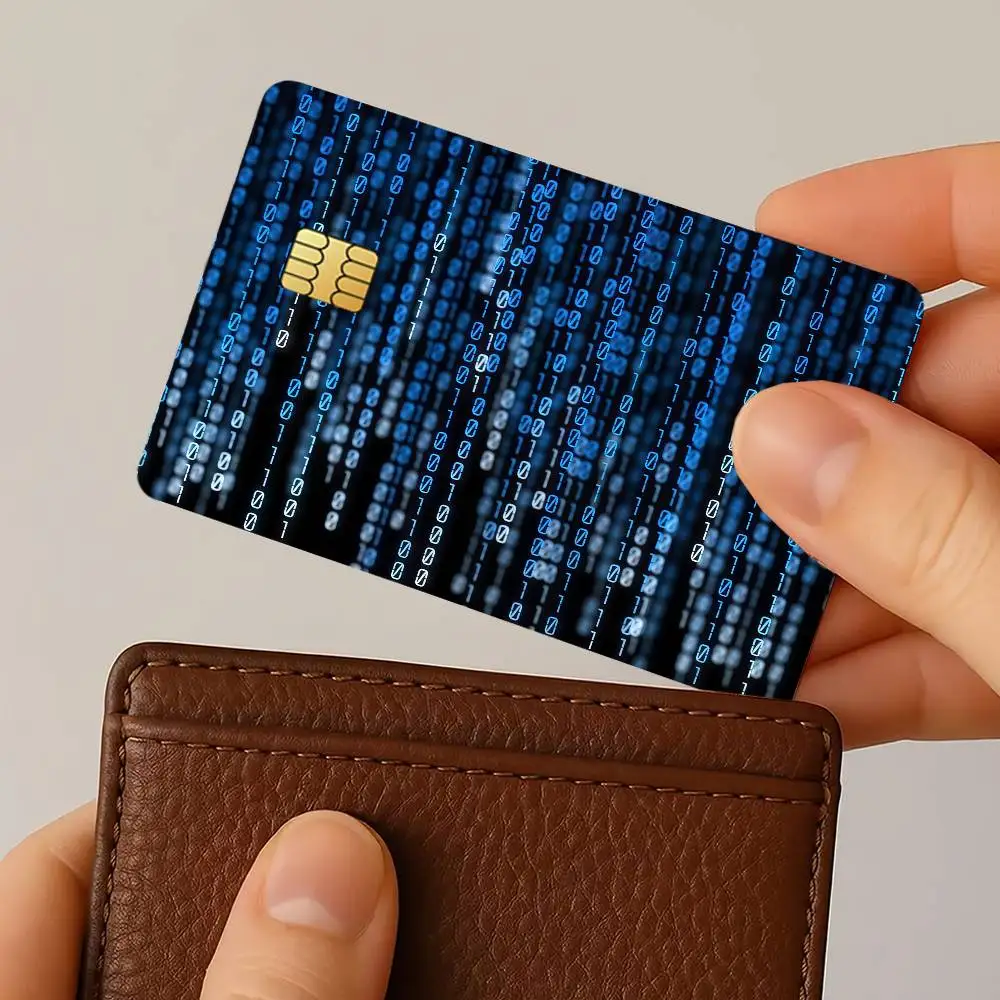 Binary Code Credit Card Decorative Card Stickers Suitable For Bank Cards Metro Transit Anti-scratch Gift 4PCS