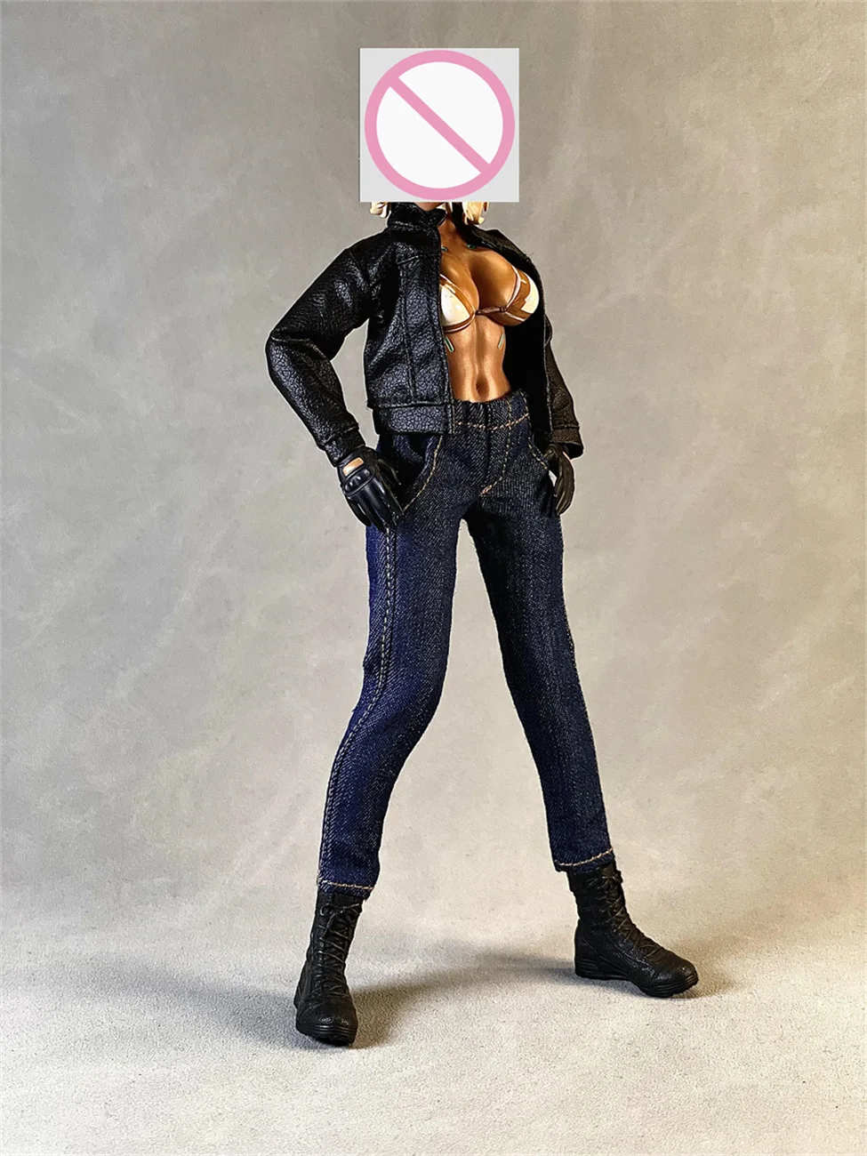 

1/12 Female Jeans Ultra Thin Leather Clothes pants Leather Jacket Coat Clothes Fit 6'' Soldier PH TB league Action Figure