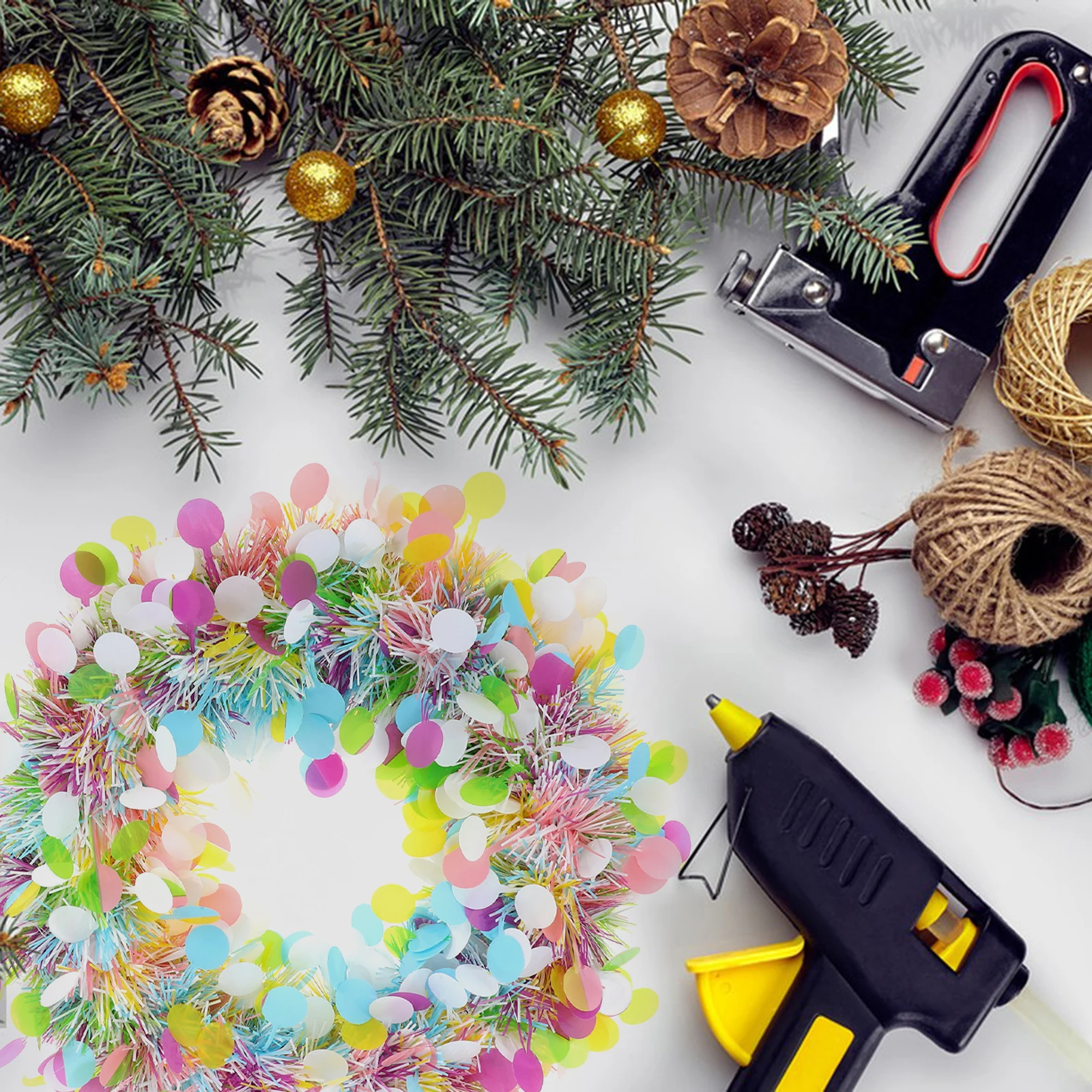 

Tinsel Christmas Wreath Glitter Garland Festive Door Tree Window Decor No Tinsel Christmas Garland Hanging Garlands Egg