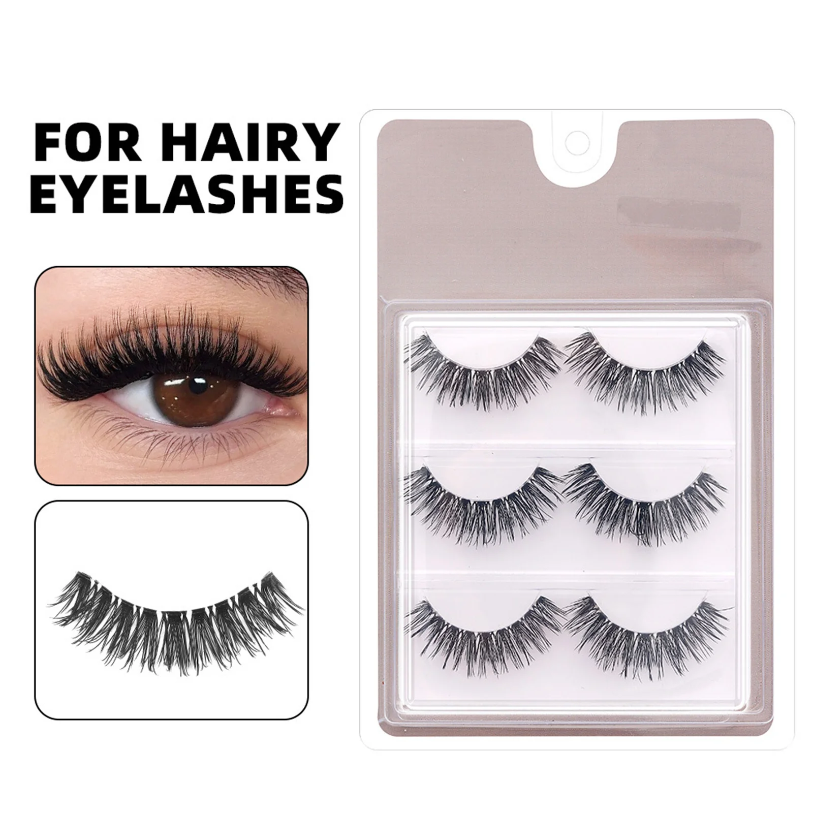 Full strips Dramatic False Eyelashes  Fluffy Curled up Transparent Band Wispy lashes Natural Makeup Party Cosplay